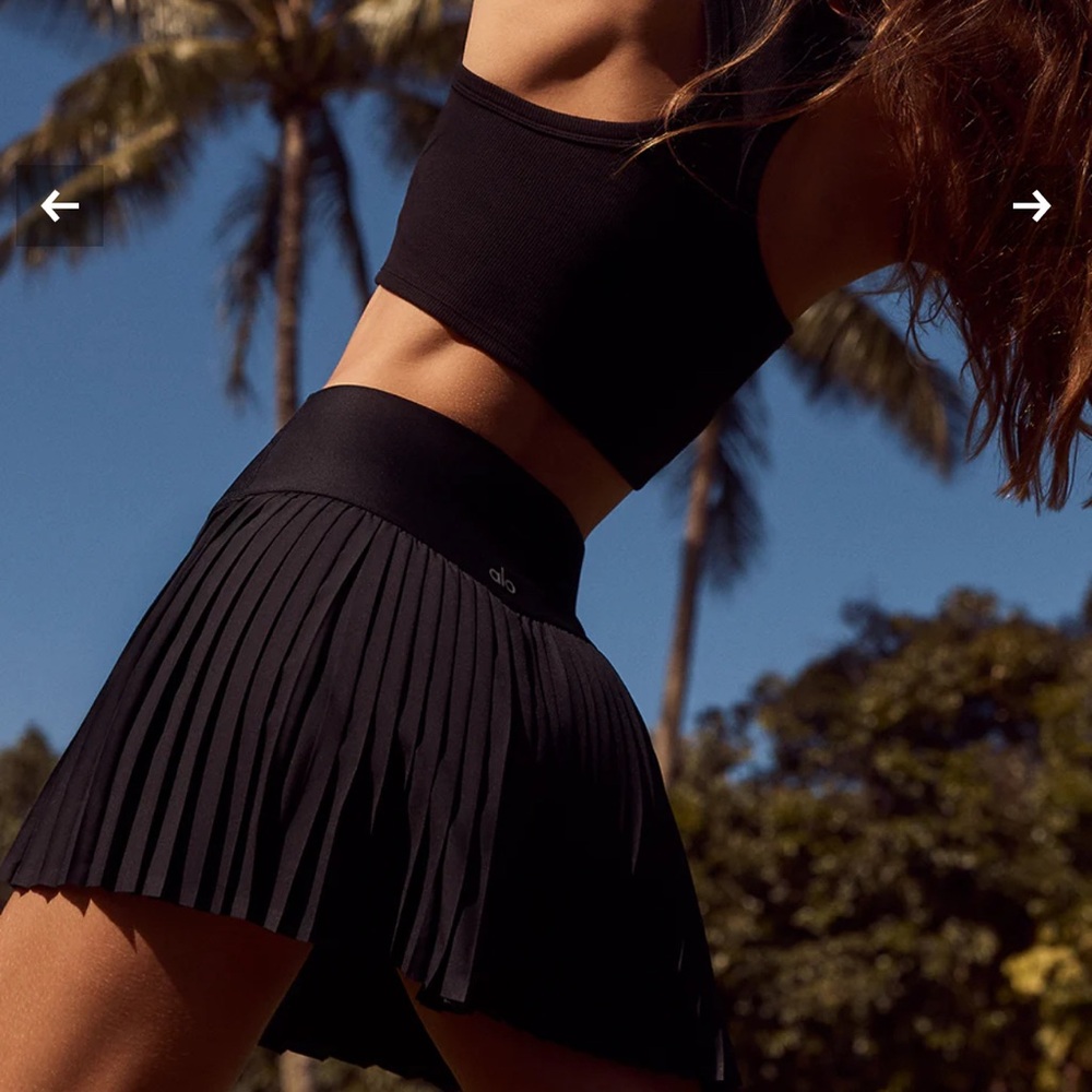 ALO Yoga Black Pleated Midi Skirt